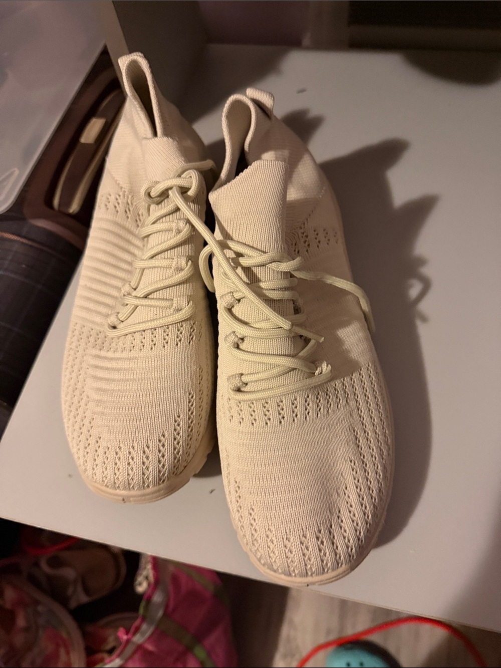 T.J.Maxx Women's Cream Knit Slip-On Sneakers
